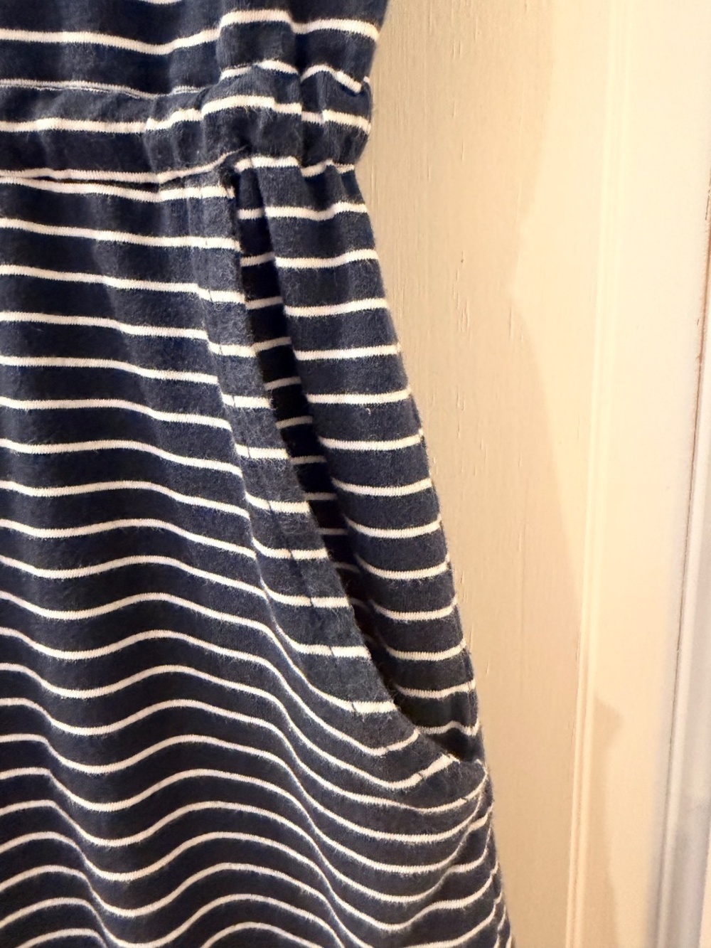 EUC PACT Organic Cotton Navy and White Stripe Maxi Dress Size M - Picture 4 of 5